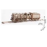 Ugears - Holz Modellbau Dampflokomotive Lok Bahnhof und Schienen 3er Set