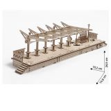 Ugears - Holz Modellbau Dampflokomotive Lok Bahnhof und Schienen 3er Set