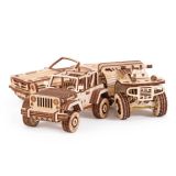 Wood Trick - Holz Modellbau Set of cars Cabrio, Safari Jeep, Quad Bike 266 Teile