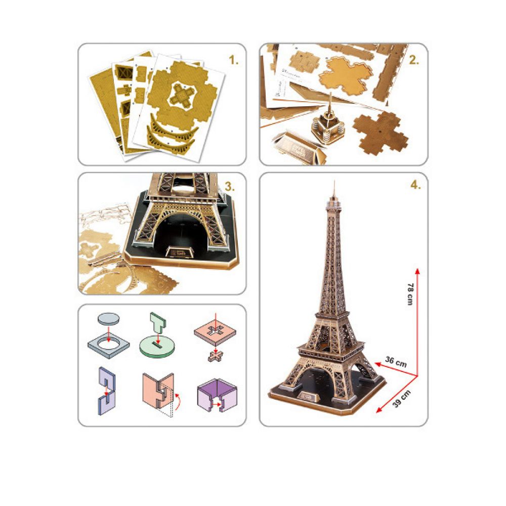 Cubic Fun 3D Puzzle La Tour Eiffel Eiffelturm Paris Frankreich Groß 
