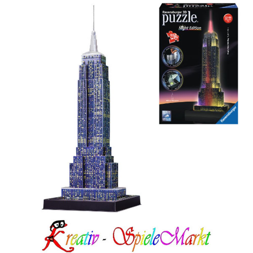 Ravensburger 3D Puzzle Empire State Building USA mit LED Beleuchtung KreativSpieleMarkt