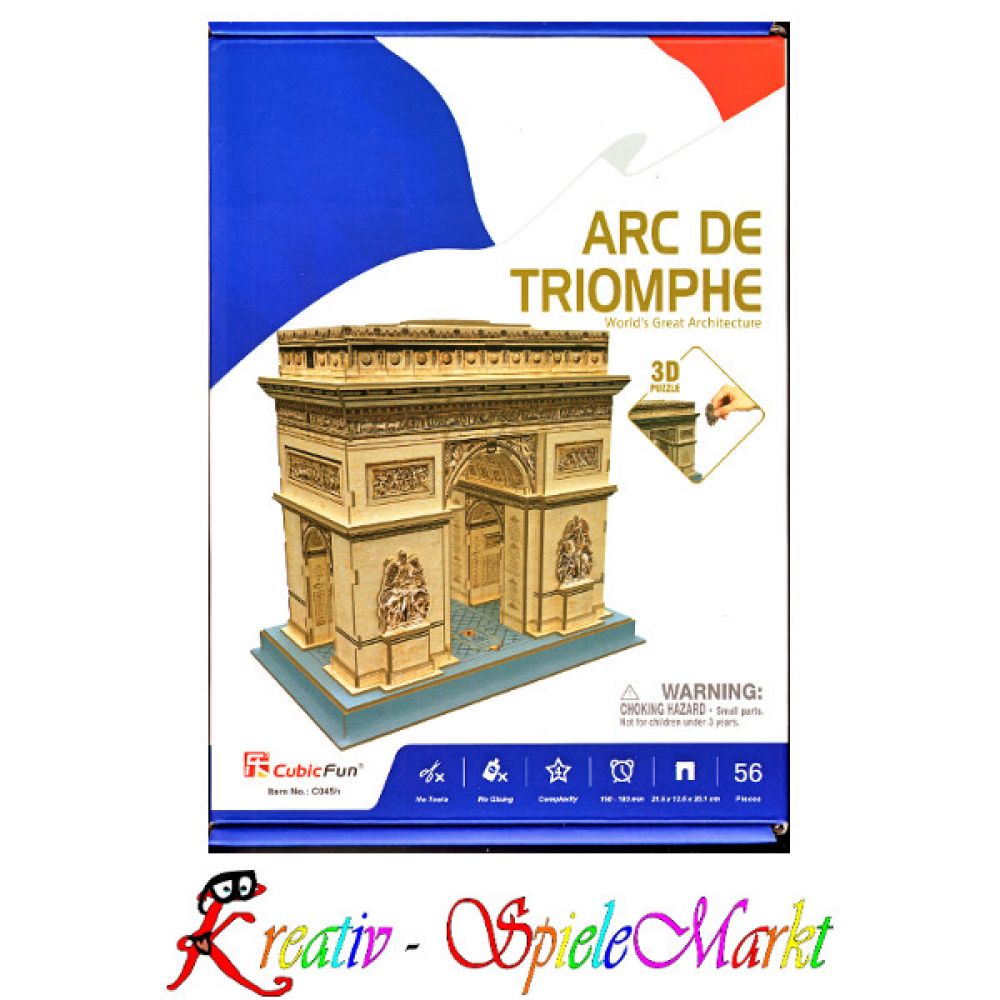 3D Puzzle Arc de Triomphe Triumphbogen Paris Frankreich Mittel Cubic Fun 