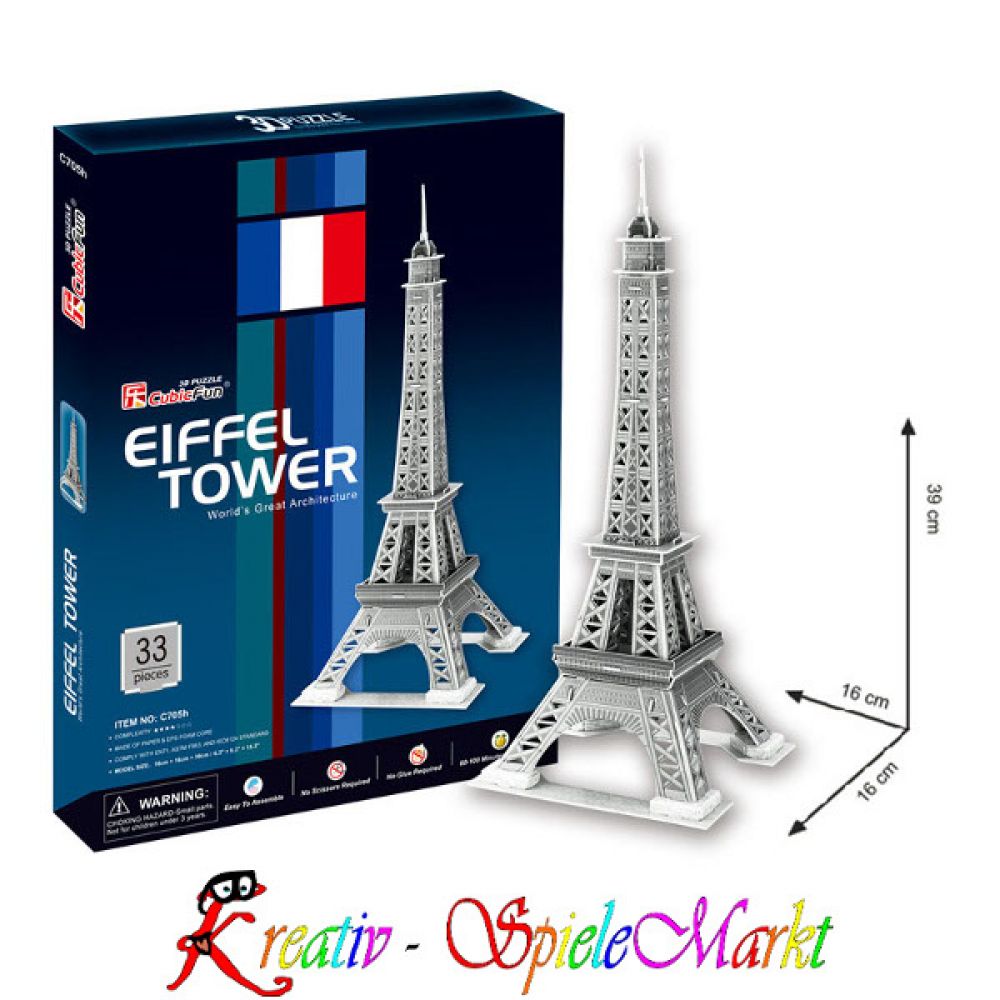 3D Puzzle La Tour Eiffel Eiffelturm Paris Frankreich Mittel Cubic Fun 
