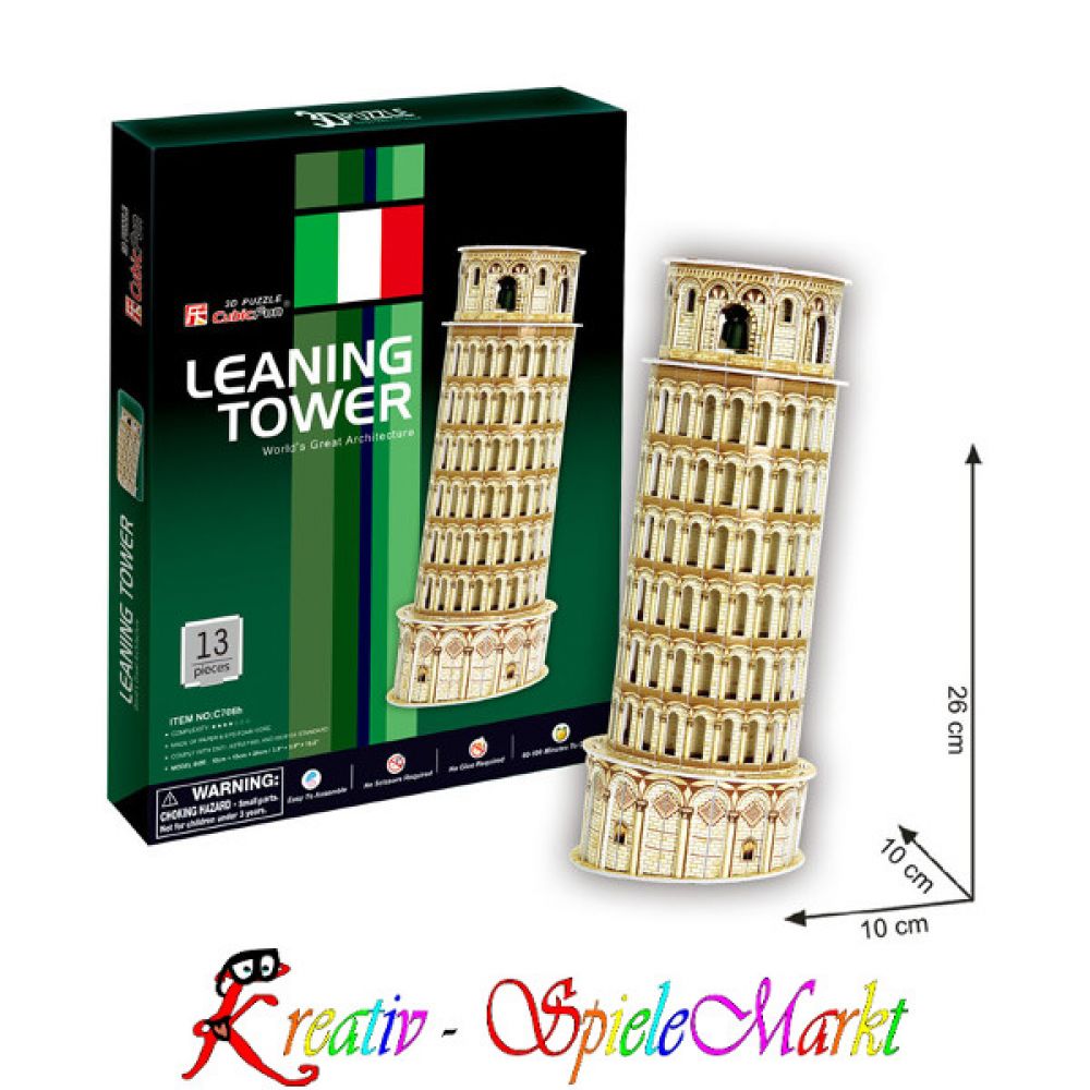 3D Puzzle Der Schiefe Turm von Pisa Italien mit LED Beleuchtung Cubic Fun 